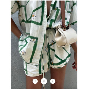 NWT-Commense Print Drawstring Shorts Set Sz  M